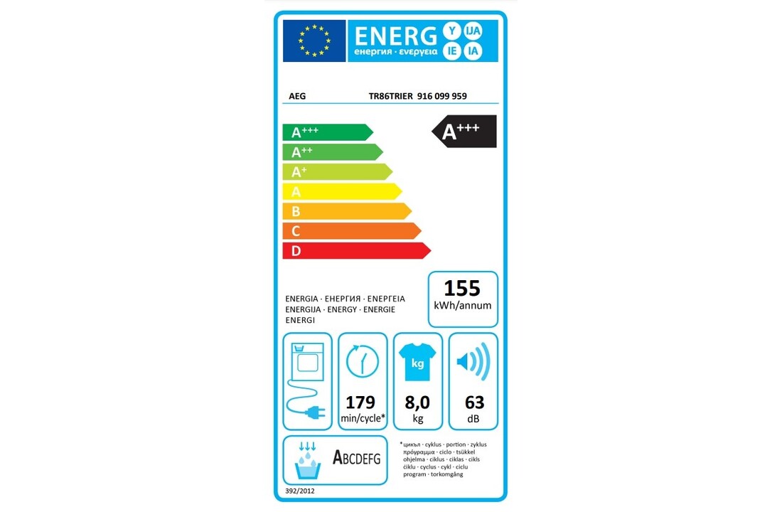 AEG TR86TRIER 8000 Serie AbsoluteCare - Warmtepompdroger