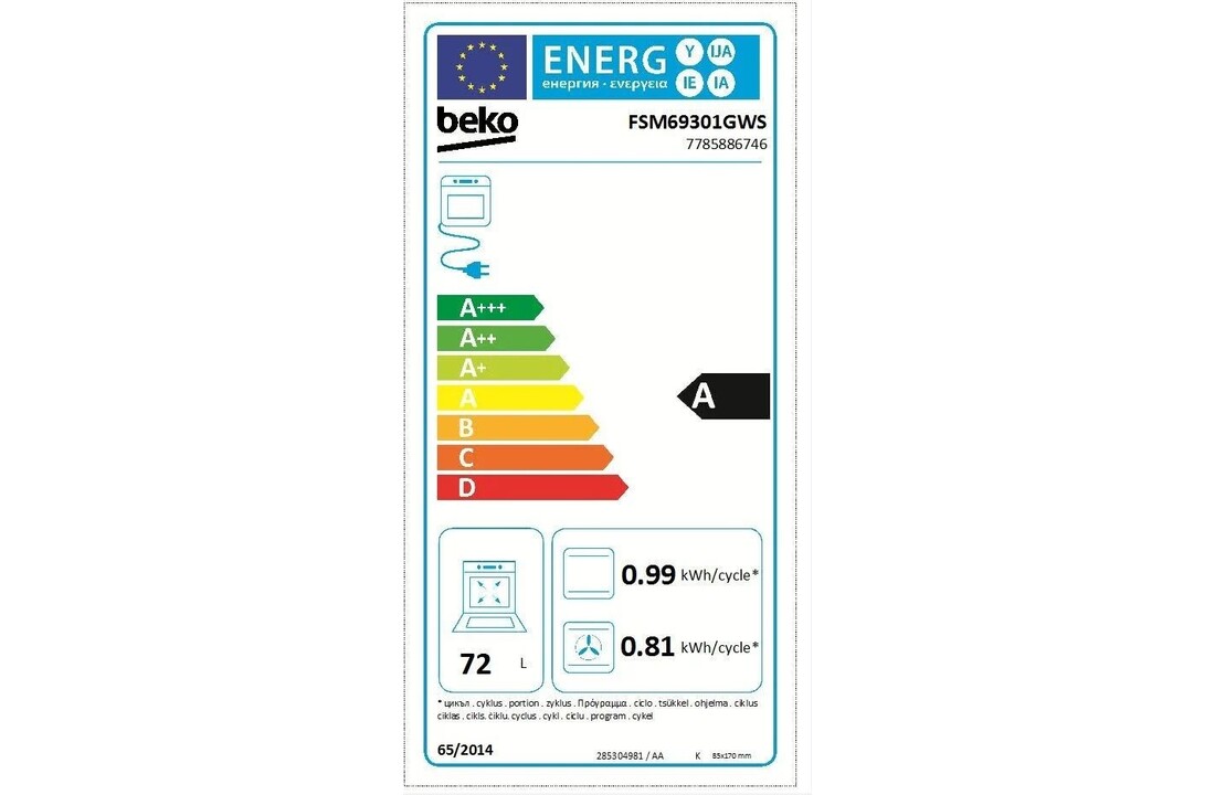 Beko FSM69301GWS  - Inductiefornuis