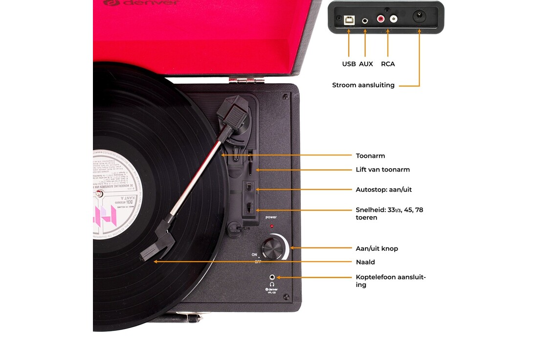 Denver VPL-120 Zwart - Platenspeler