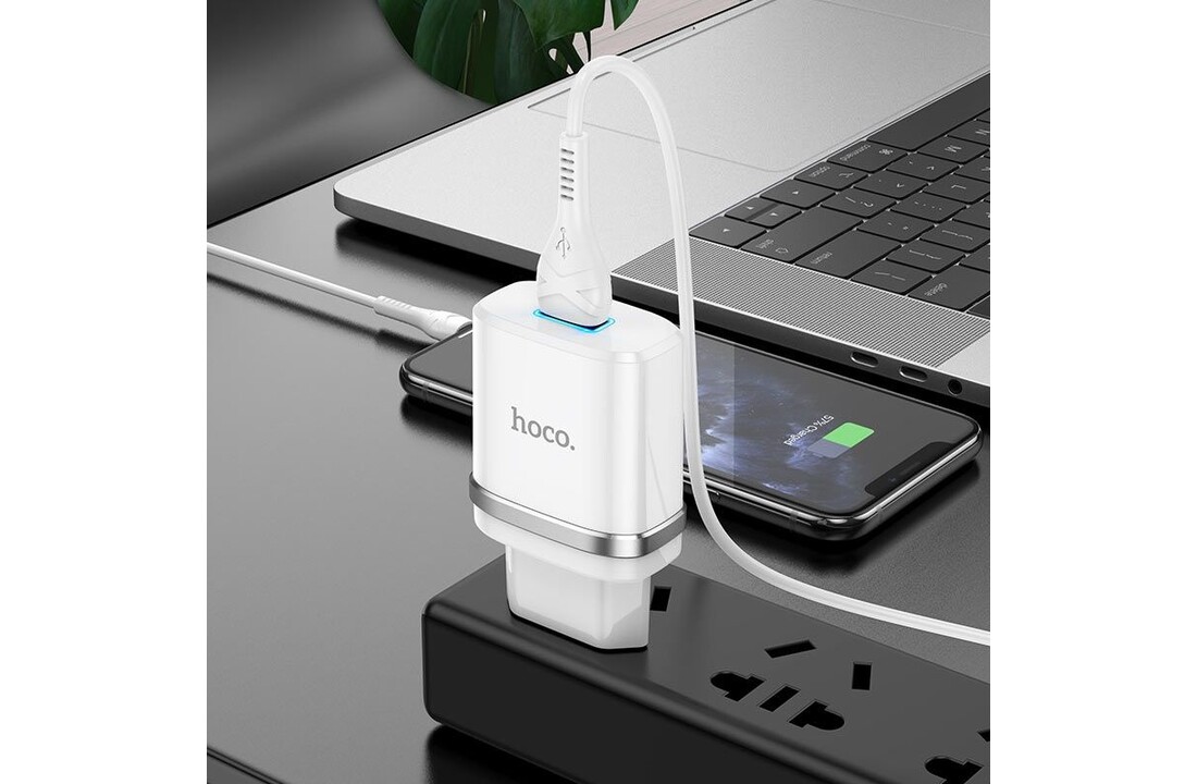 Hoco N1 Oplader met Lightning kabel 1 meter Wit