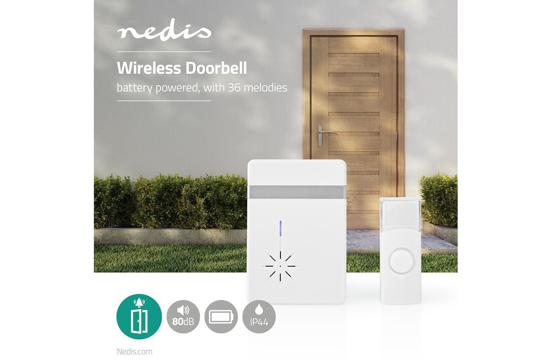 Nedis Draadloze deurbelset Batterij - Deurbel