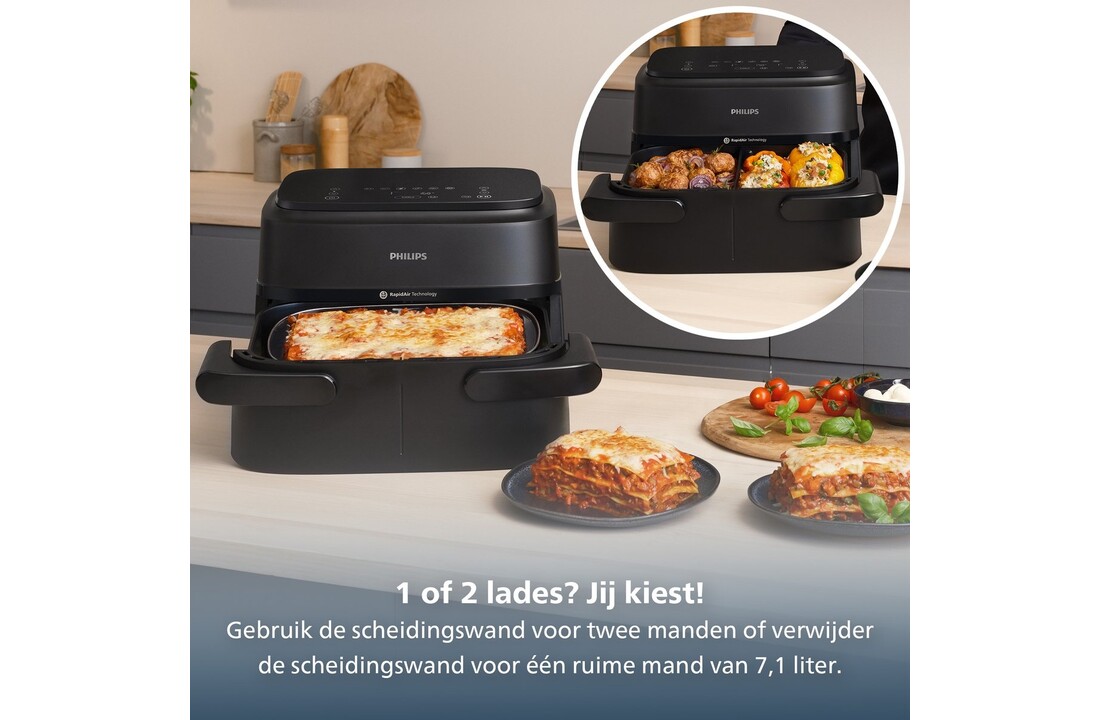 Philips Dual Basket Airfryer NA150/00 - Hetelucht friteuse