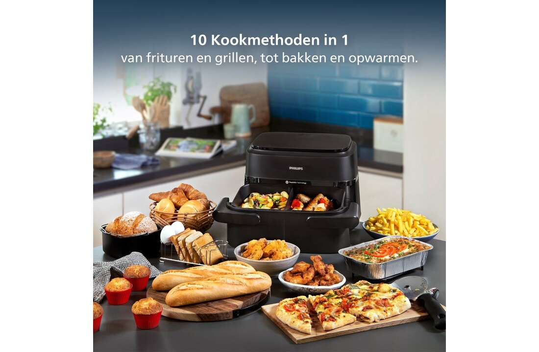 Philips Dual Basket Airfryer NA150/00 - Hetelucht friteuse