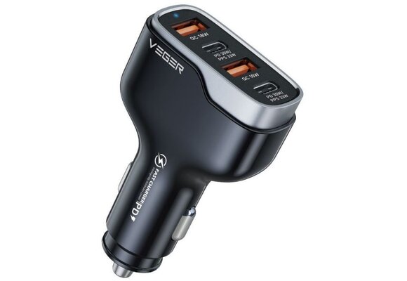 Veger CC53-2A2C PD QC 3A 66W Autolader Zwart