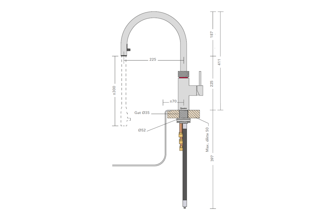 Quooker Flex Round Chroom (Losse kraan) - Kokendwaterkraan.