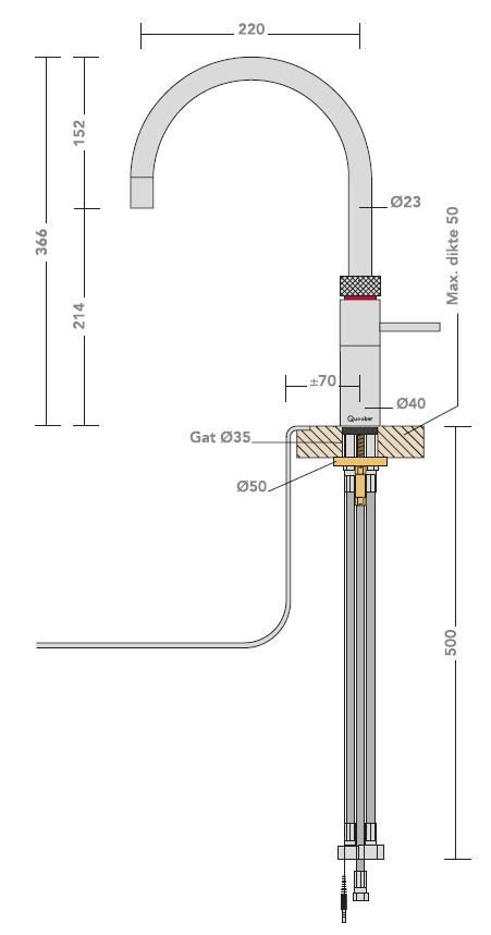 Quooker Fusion Round Chroom (Losse kraan) - Kokendwaterkraan.