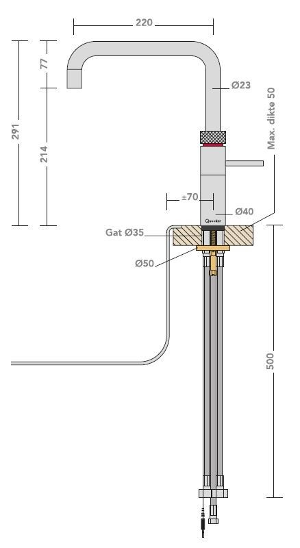 Quooker Fusion Square RVS (Losse kraan) - Kokendwaterkraan.