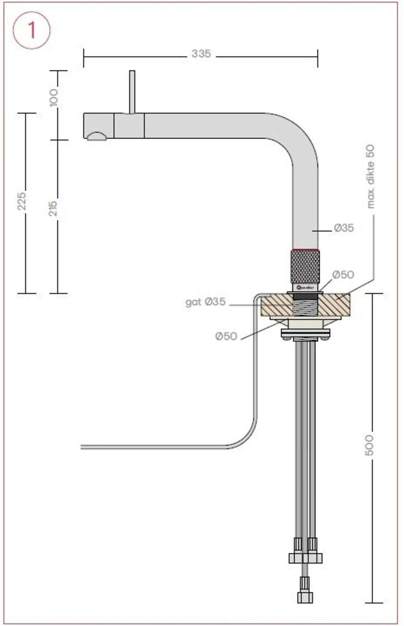Quooker Front RVS (Losse kraan) - Kokendwaterkraan.