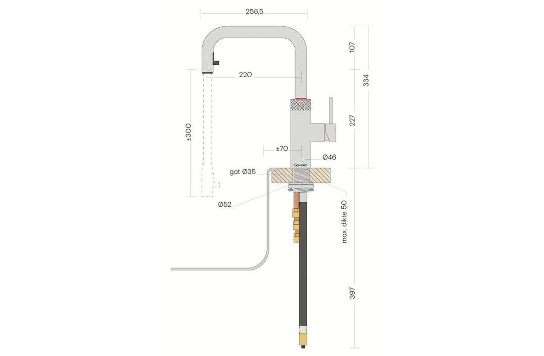 Quooker Flex Square Zwart (Losse kraan) - Kokendwaterkraan.