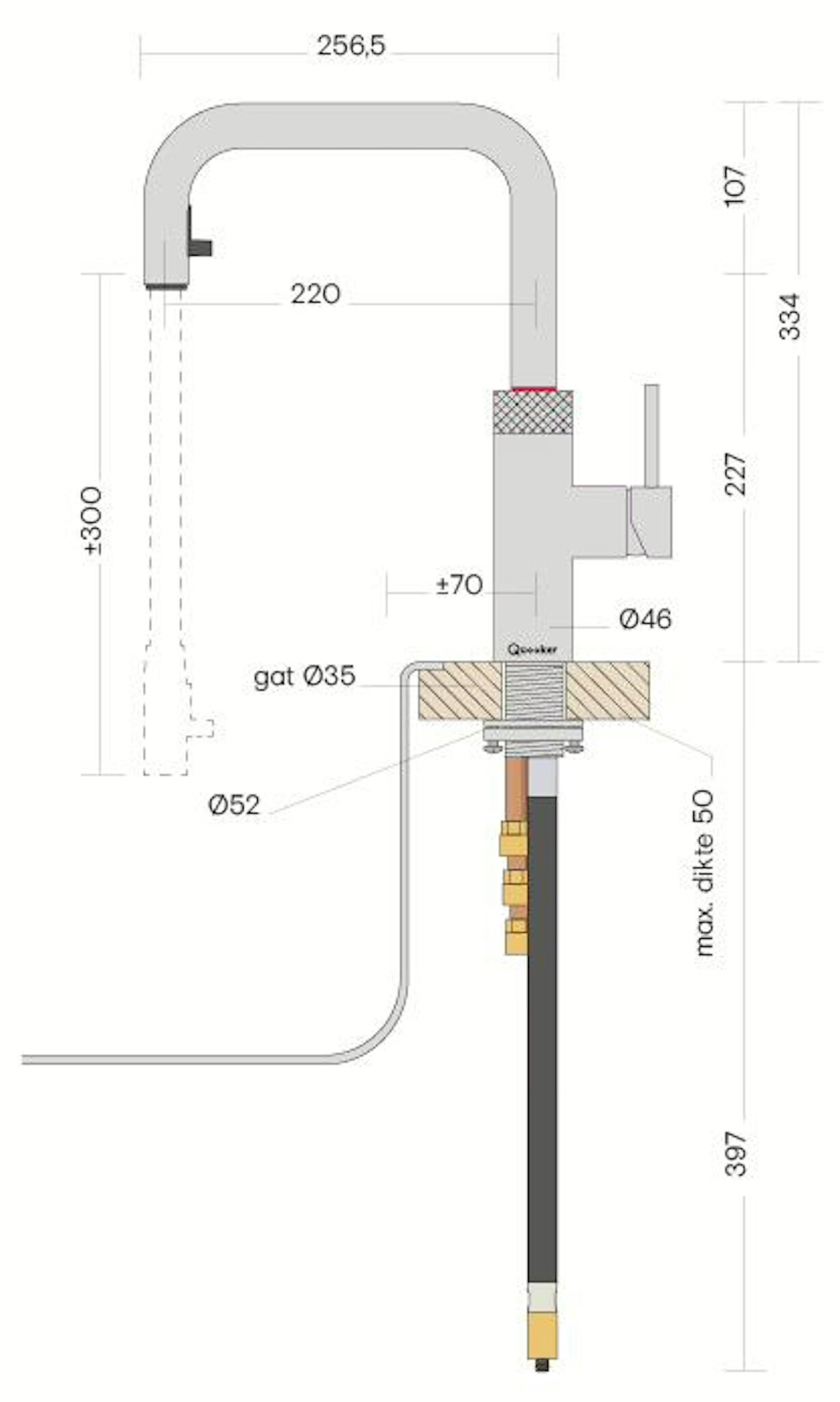 Quooker Flex Square Zwart (Losse kraan) - Kokendwaterkraan.
