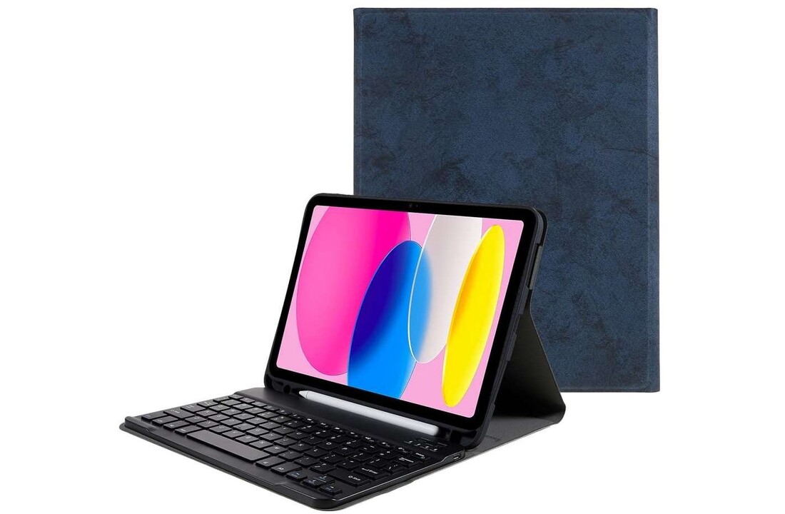 Just in Case Apple iPad 2022 Vintage Bluetooth Keyboard Cover Zwart - Tablethoes
