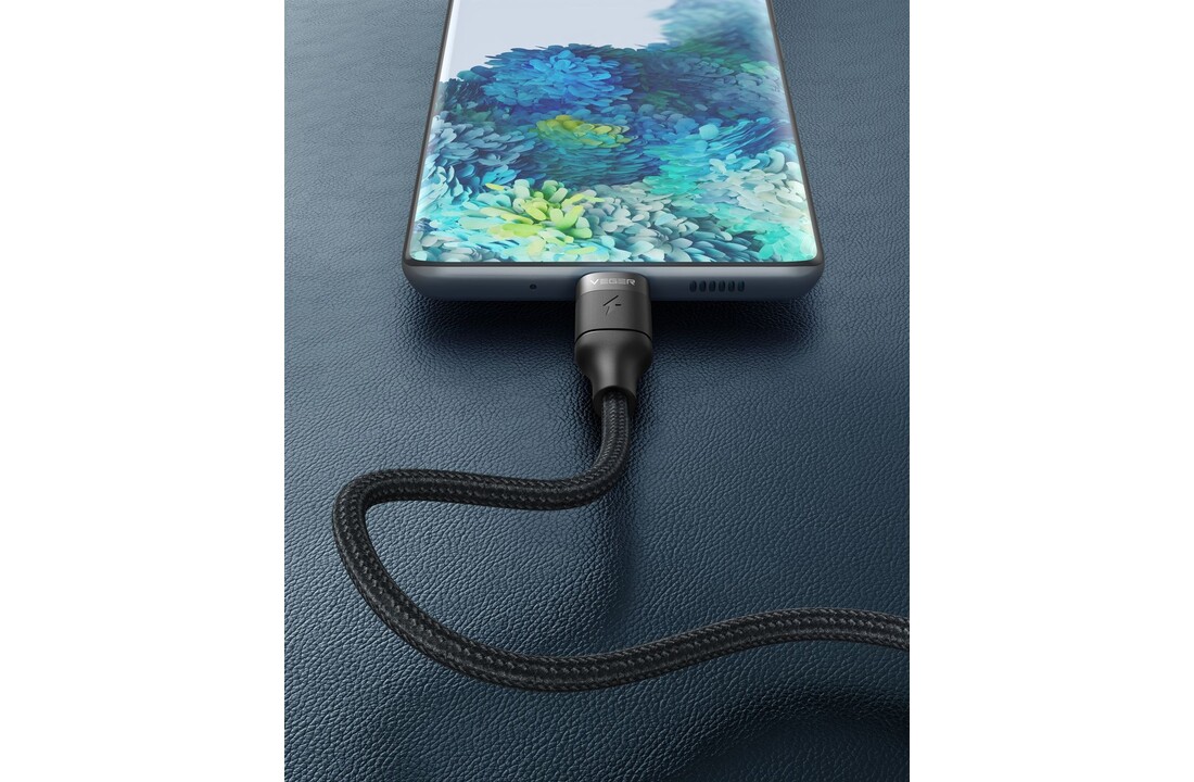 Veger CC02 USB-C naar USB-C kabel 1.5m Braided Nylon