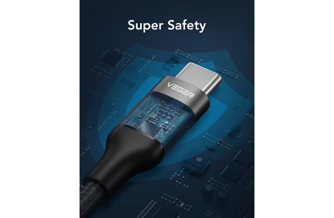 Veger CC02 USB-C naar USB-C kabel 1.5m Braided Nylon