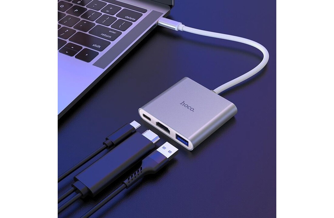 Hoco HB14 3in1 hub voor HDMI USB 3.0 USB-C - USB-hub
