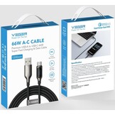 Veger AC1 USB-A naar USB-C kabel 1.2m Braided 66 Watt met display