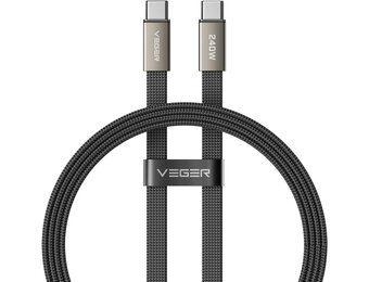 Veger CC2 USB-C naar USB-C kabel 1.5m Braided Flat 240 Watt