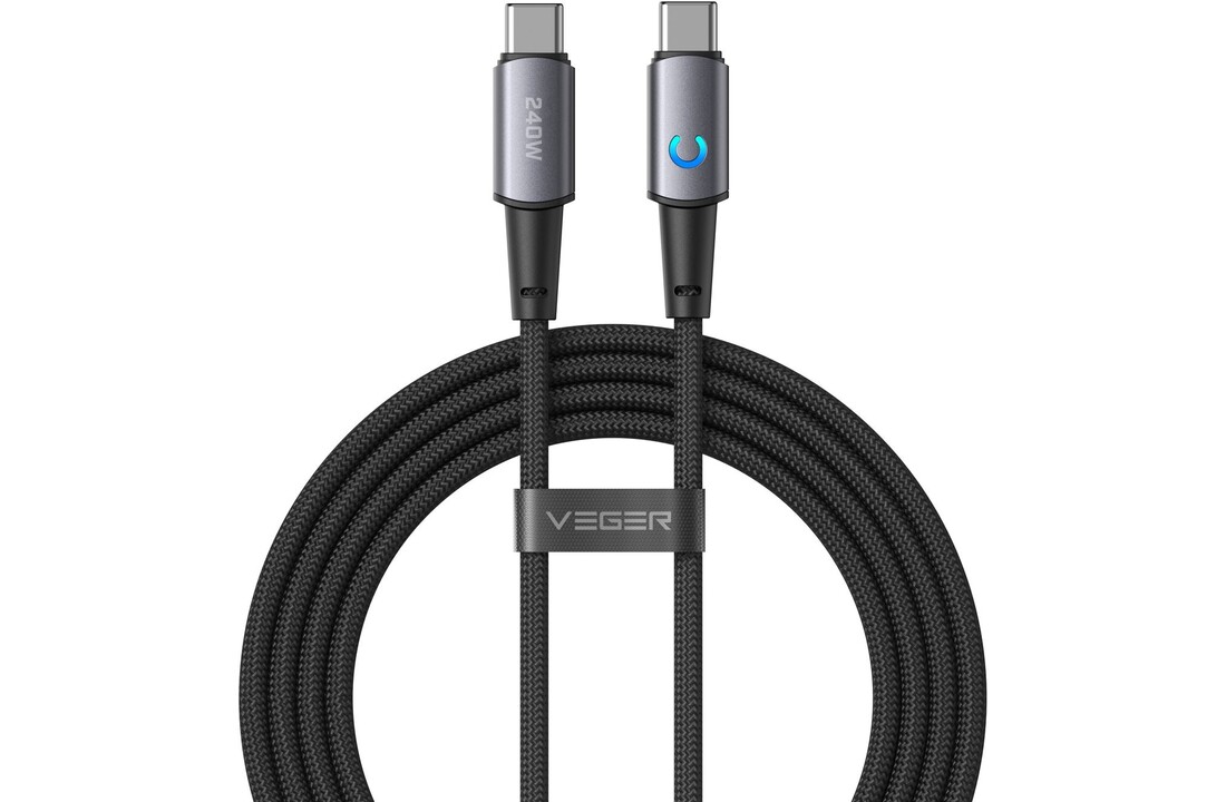 Veger CC2 USB-C naar USB-C kabel 1.5m Braided Aluminium 240 Watt
