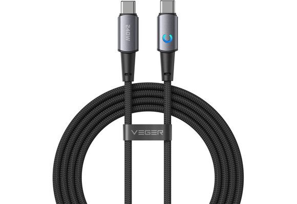 Veger CC2 USB-C naar USB-C kabel 1.5m Braided Aluminium 240 Watt