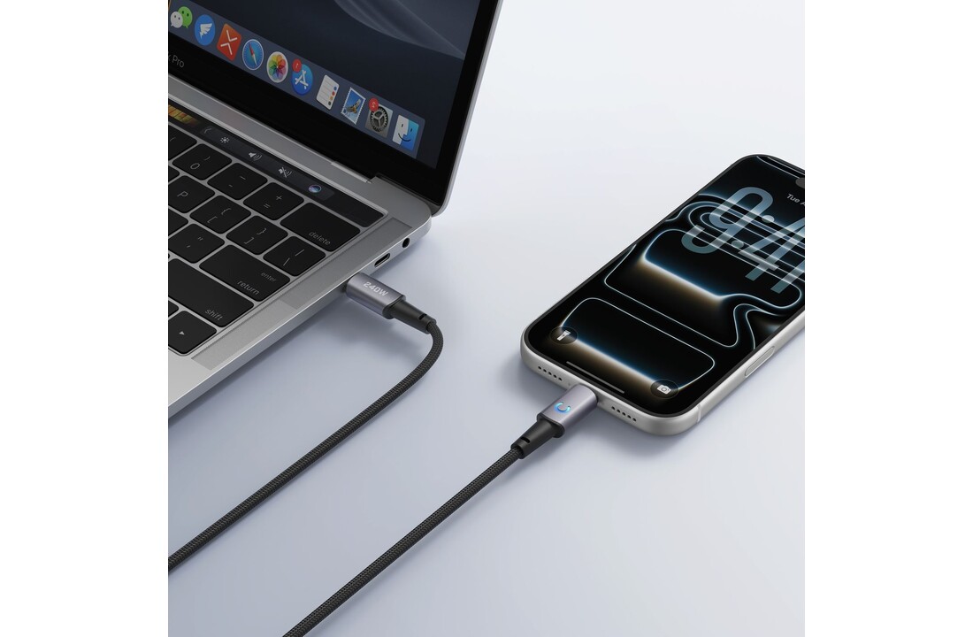 Veger CC2 USB-C naar USB-C kabel 1.5m Braided Aluminium 240 Watt