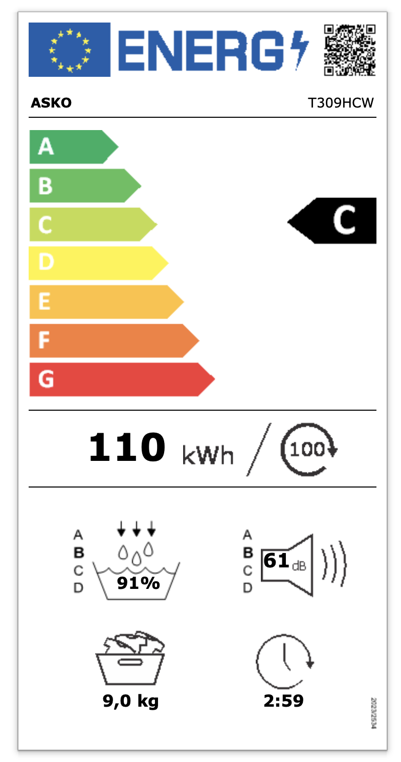 ASKO T309HCW - Warmtepompdroger.