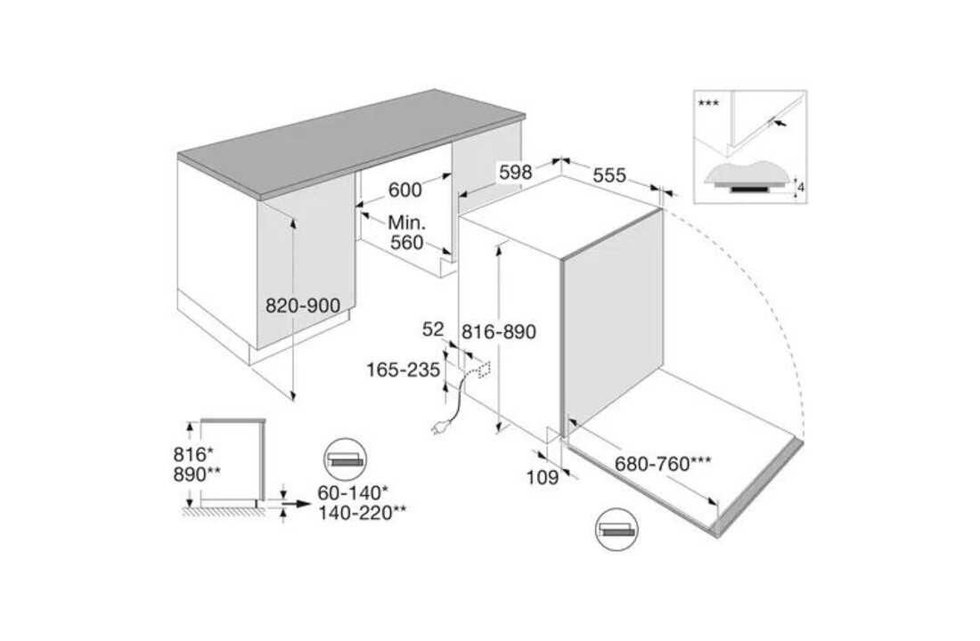 ETNA VW842N - Inbouw vaatwasser
