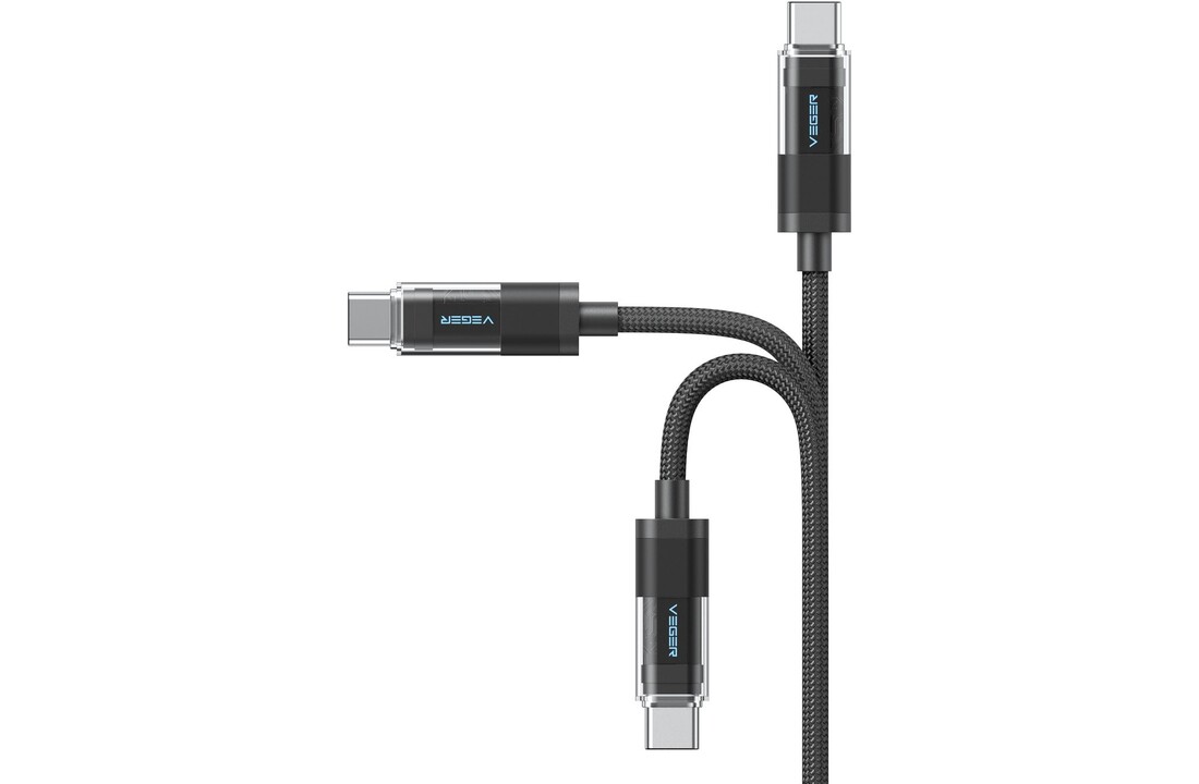 Veger CC16 USB-C naar USB-C kabel 1.5m Braided Aluminium 100 Watt met display