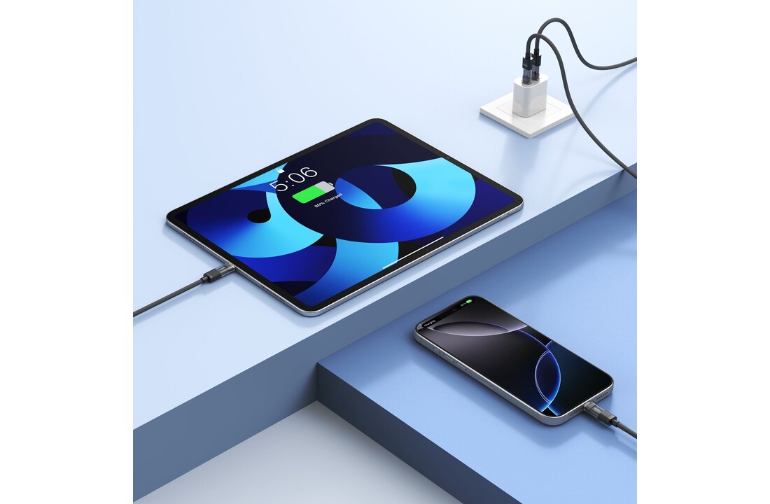 Veger CC16 USB-C naar USB-C kabel 1.5m Braided Aluminium 100 Watt met display