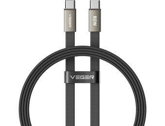 Veger CC06 USB-C naar USB-C kabel 1.2m Braided Flat 60 Watt