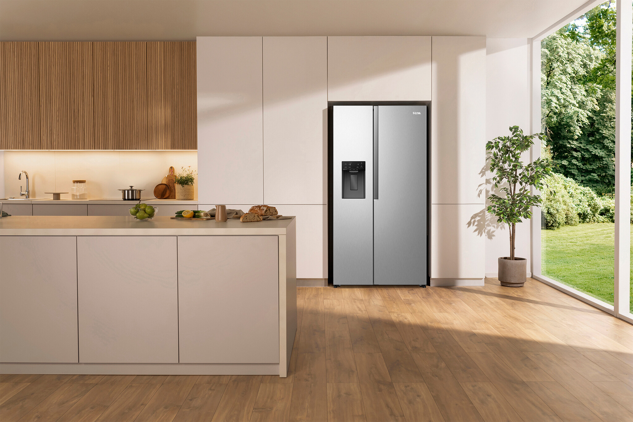 ETNA AKV6178IRVS - Amerikaanse koelkast RVS.