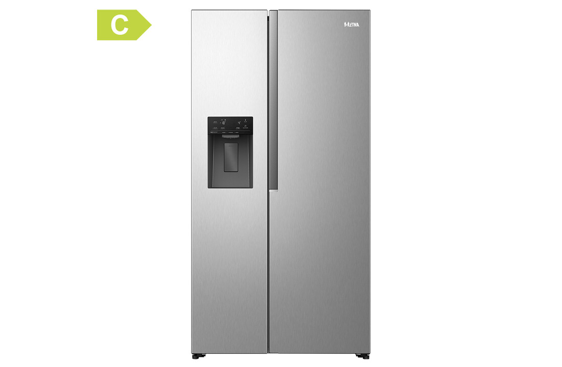 ETNA AKV6178IRVS - Amerikaanse koelkast RVS.