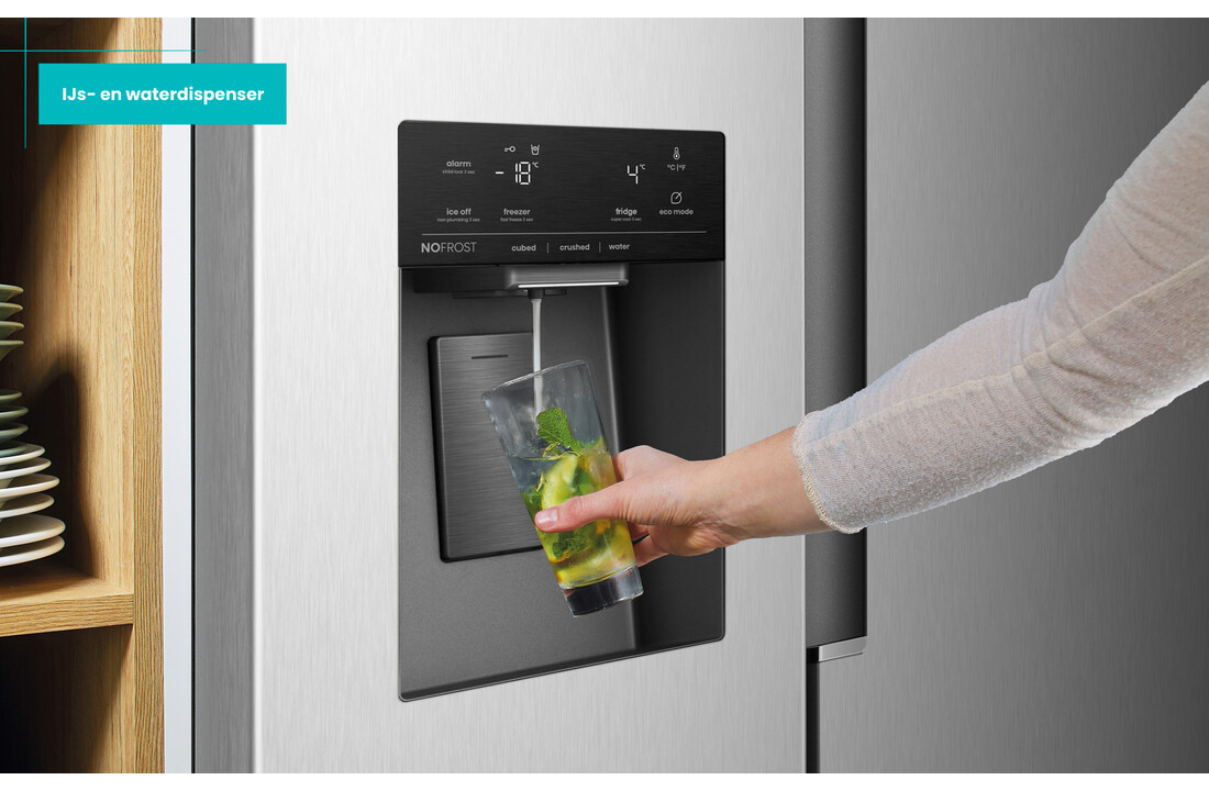 ETNA AKV6178IRVS - Amerikaanse koelkast RVS.