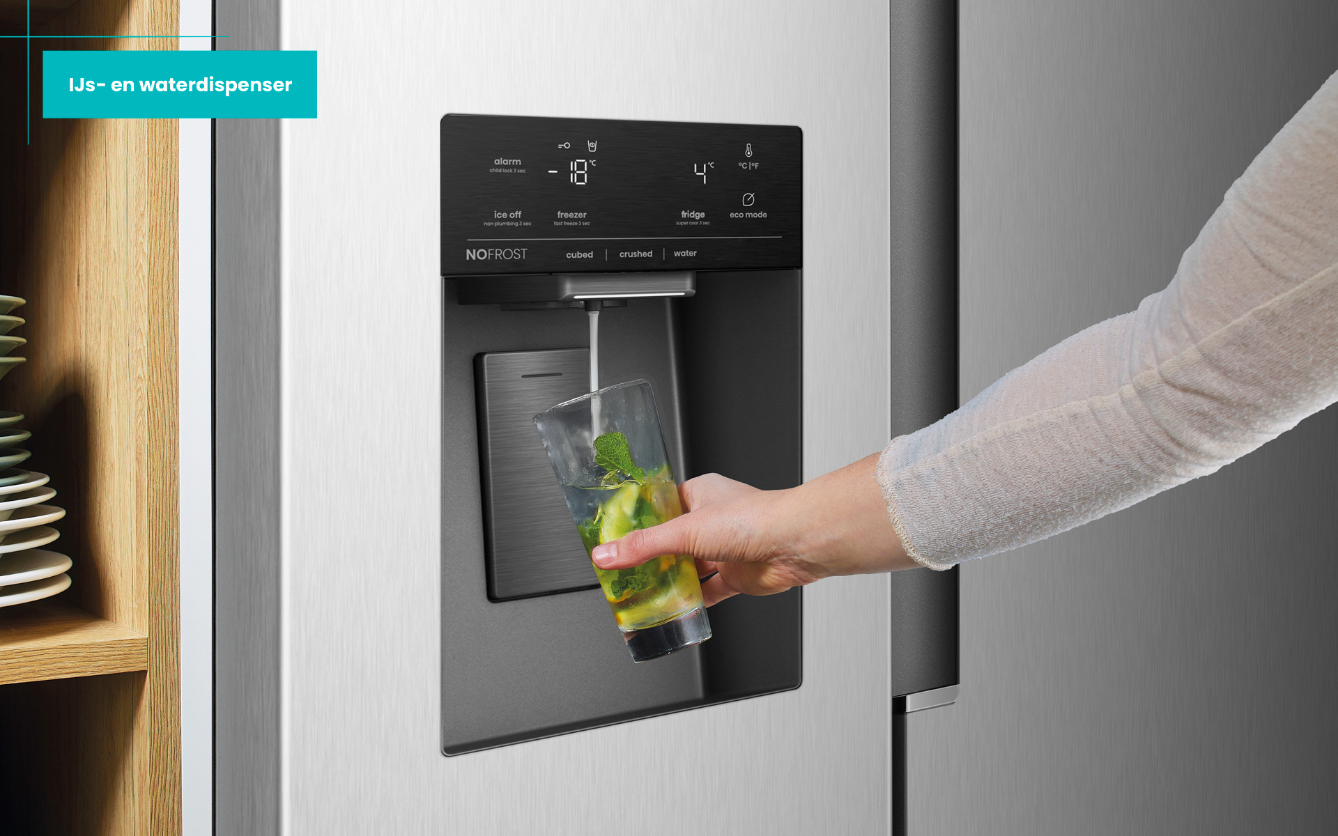 ETNA AKV6178IRVS - Amerikaanse koelkast RVS.