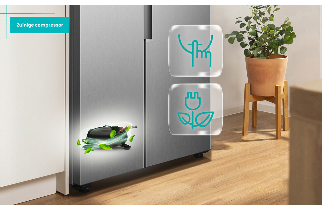 ETNA AKV6178IRVS - Amerikaanse koelkast RVS.