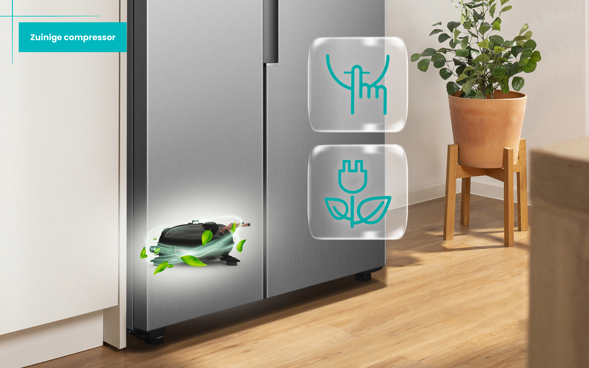 ETNA AKV6178IRVS - Amerikaanse koelkast RVS.