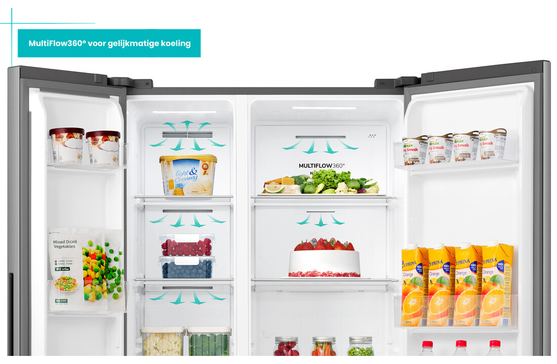 ETNA AKV6178IRVS - Amerikaanse koelkast RVS.