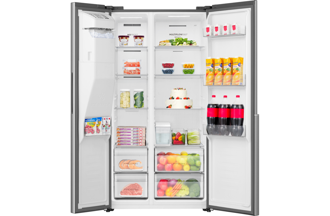 ETNA AKV6178IRVS - Amerikaanse koelkast RVS.