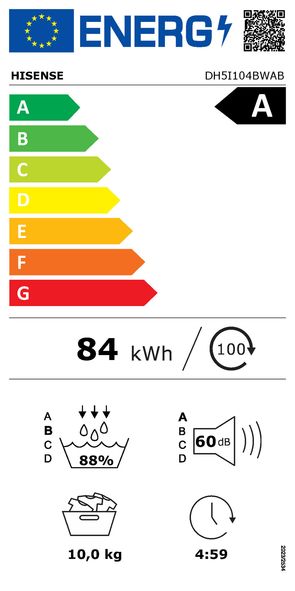 Hisense DH5I104BWAB - Warmtepompdroger.