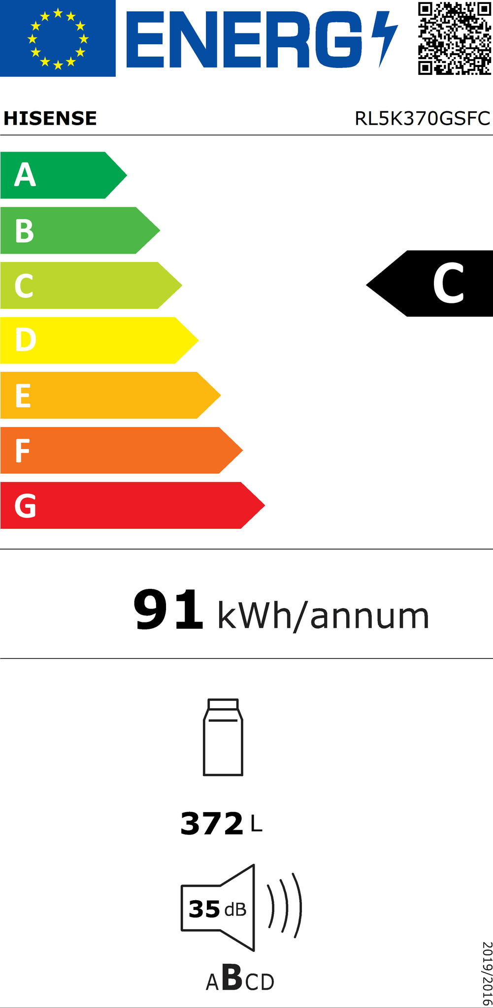 Hisense RL5K370GSFC - vrijstaande koelkast.