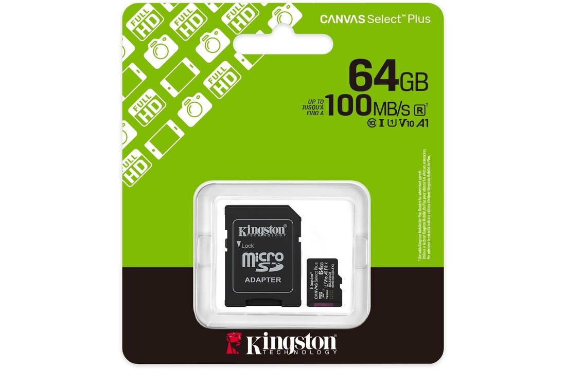 Kingston Canvas Select Plus Gen. 3 microSDXC 64GB - Micro SD kaart