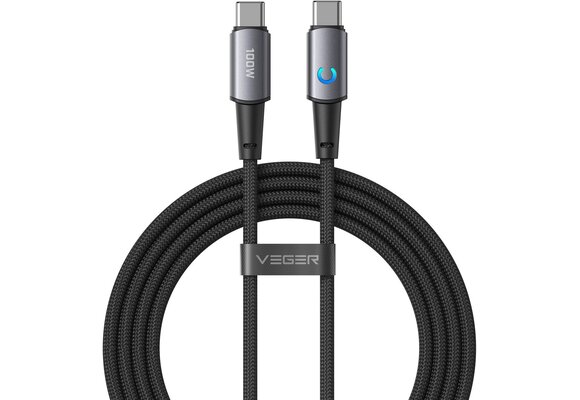 Veger CC1 USB-C naar USB-C kabel 1.5m Braided Aluminium 100 Watt