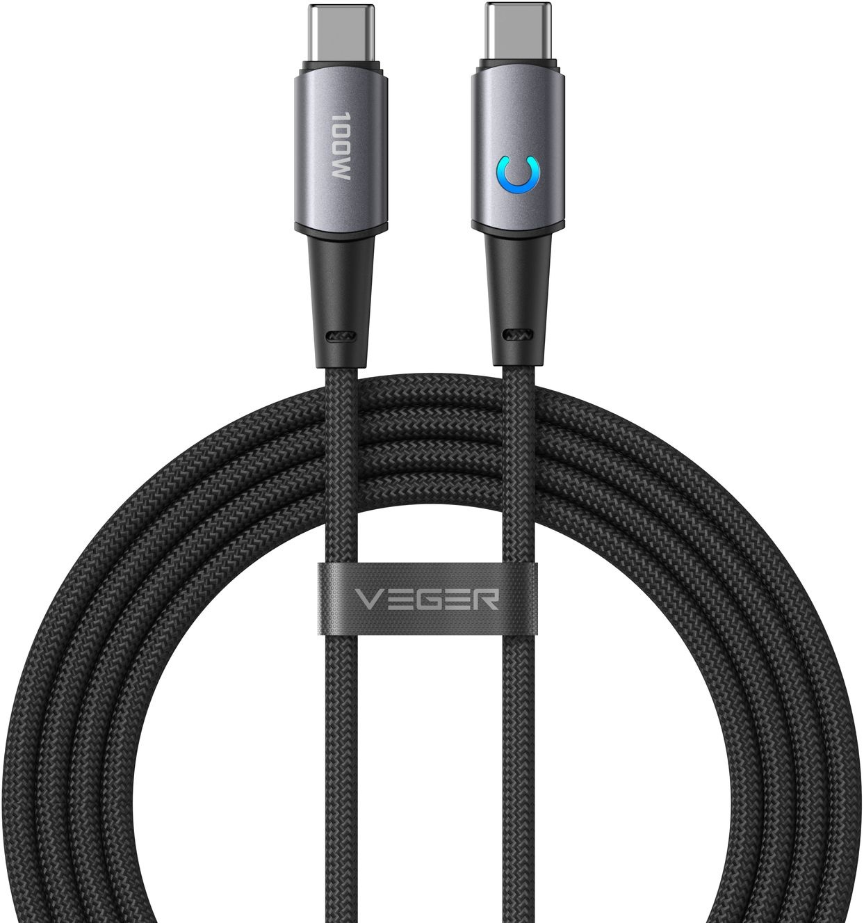 Veger CC1 USB-C naar USB-C kabel 1.5m Braided Aluminium 100 Watt