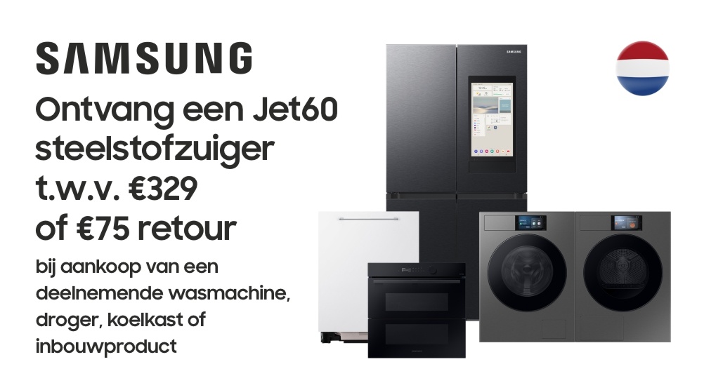 Samsung: GRATIS Jet 60 Turbo steelstofzuiger of €75 retour!