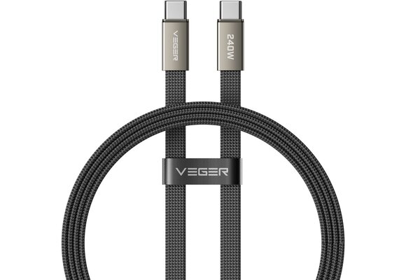 Veger CC2 USB-C naar USB-C kabel 1.5m Braided Flat 240 Watt