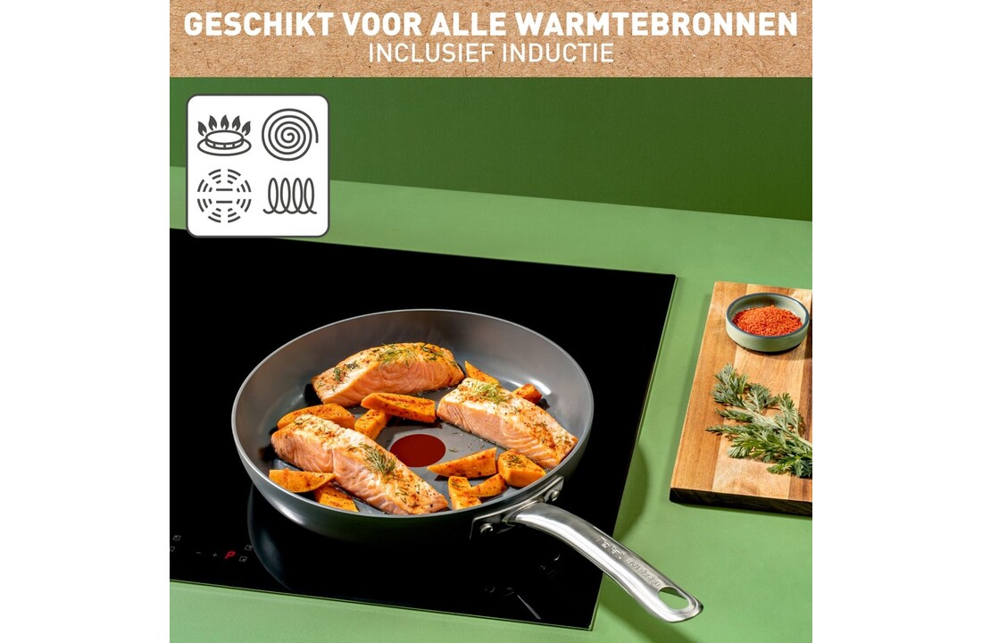 Tefal Renew+ Koekenpan 24cm Zwart