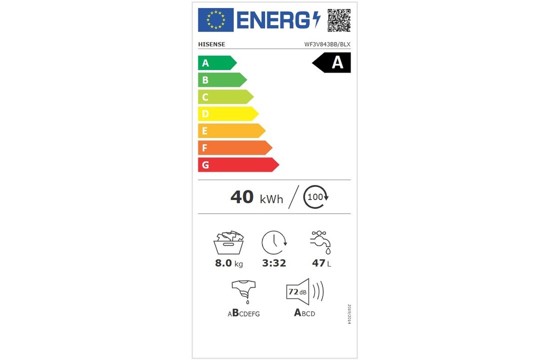 Hisense WF3V843BB/BLX - Wasmachine