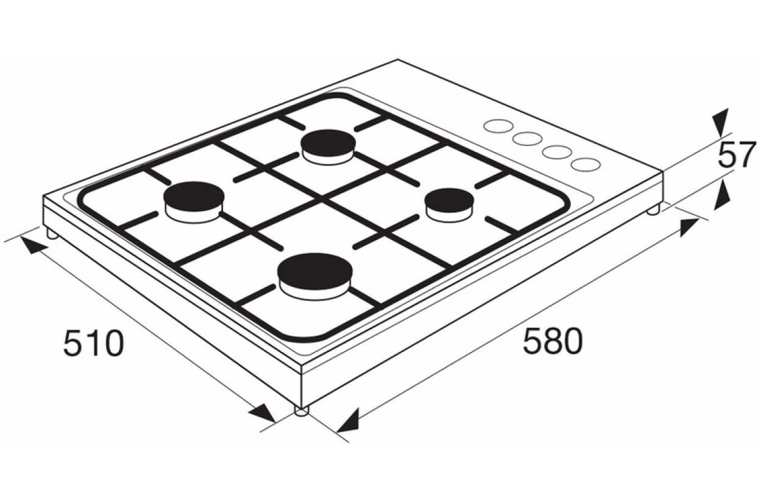 ETNA KGV158WIT - Gaskookplaat