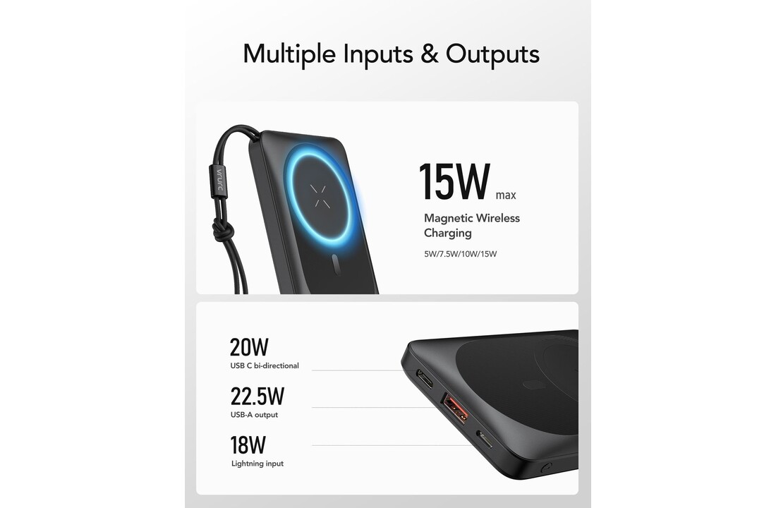 Veger MagOn W1151 10.000mAh Powerbank Zwart - Powerbank