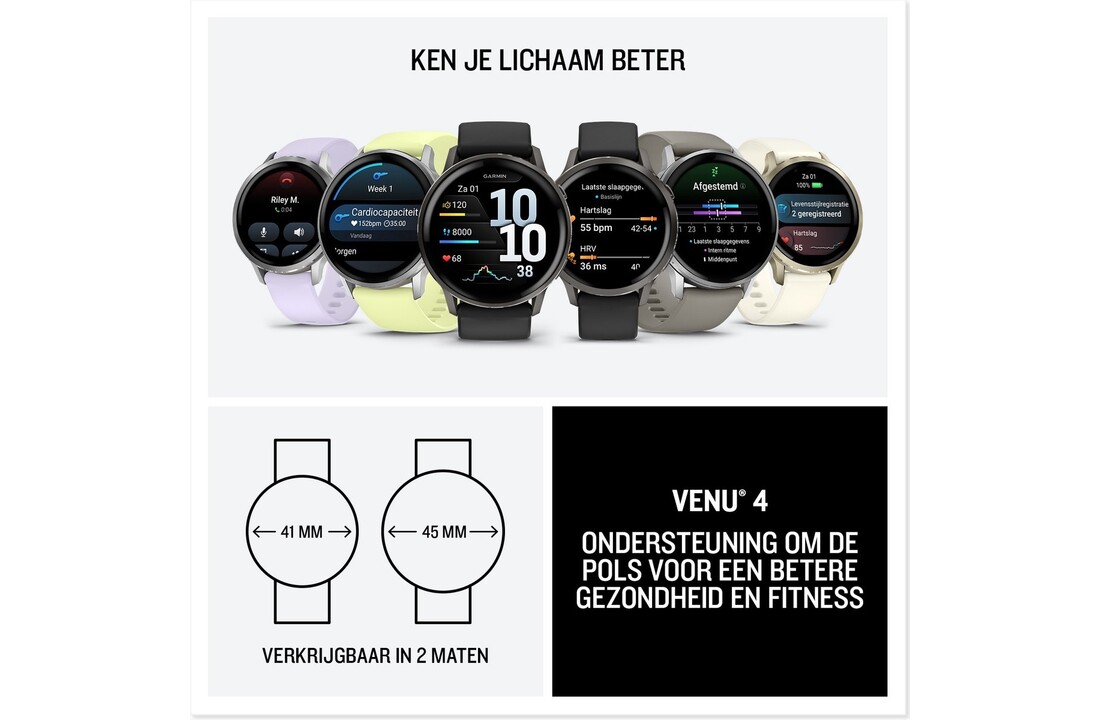 Garmin Venu 4 45mm Zilver/Grijs - Smartwatch