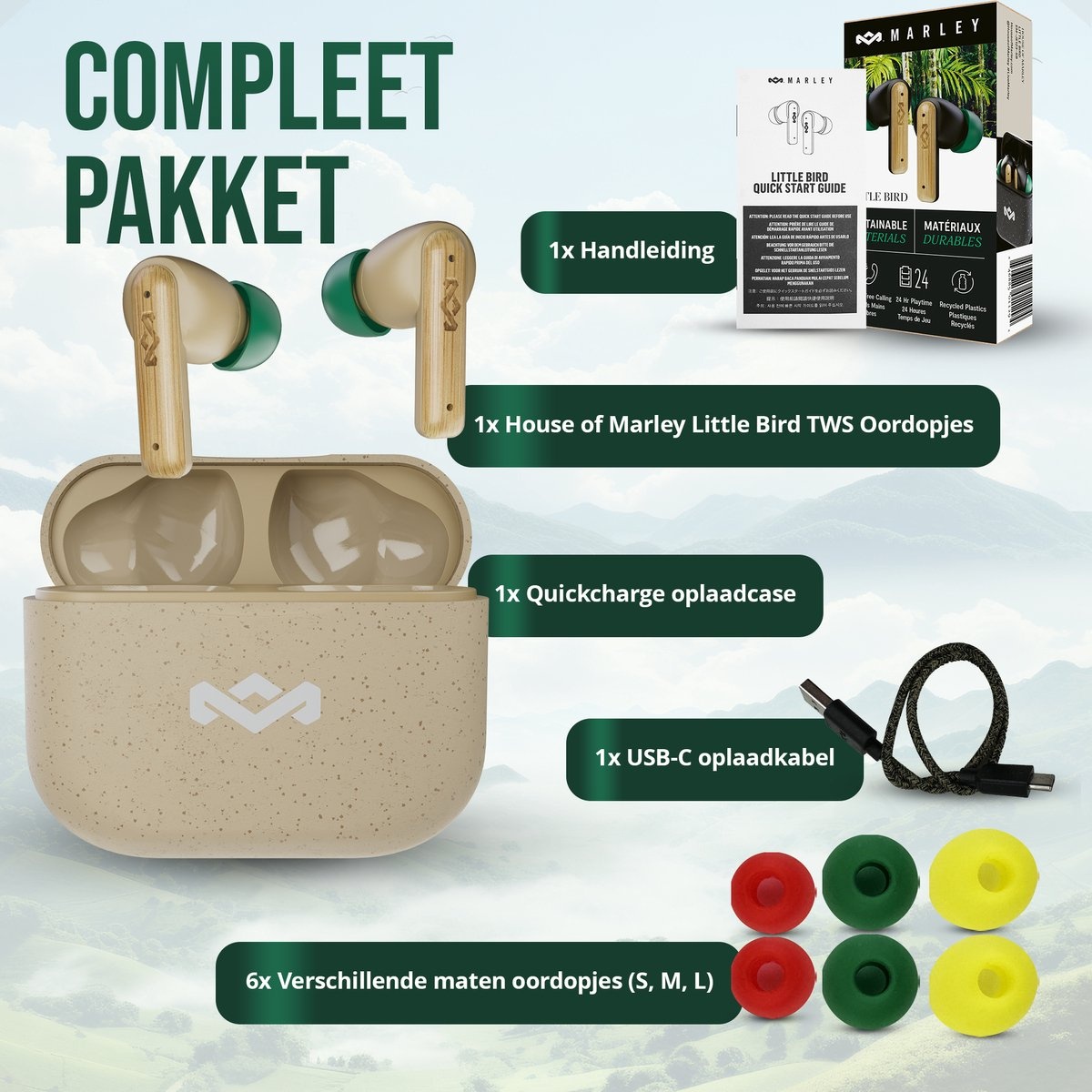 House of Marley Little Bird TWS Crème - Draadloze oordopjes