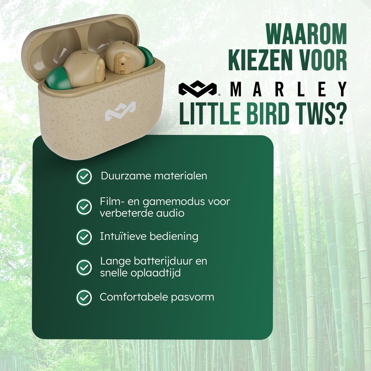 House of Marley Little Bird TWS Crème - Draadloze oordopjes